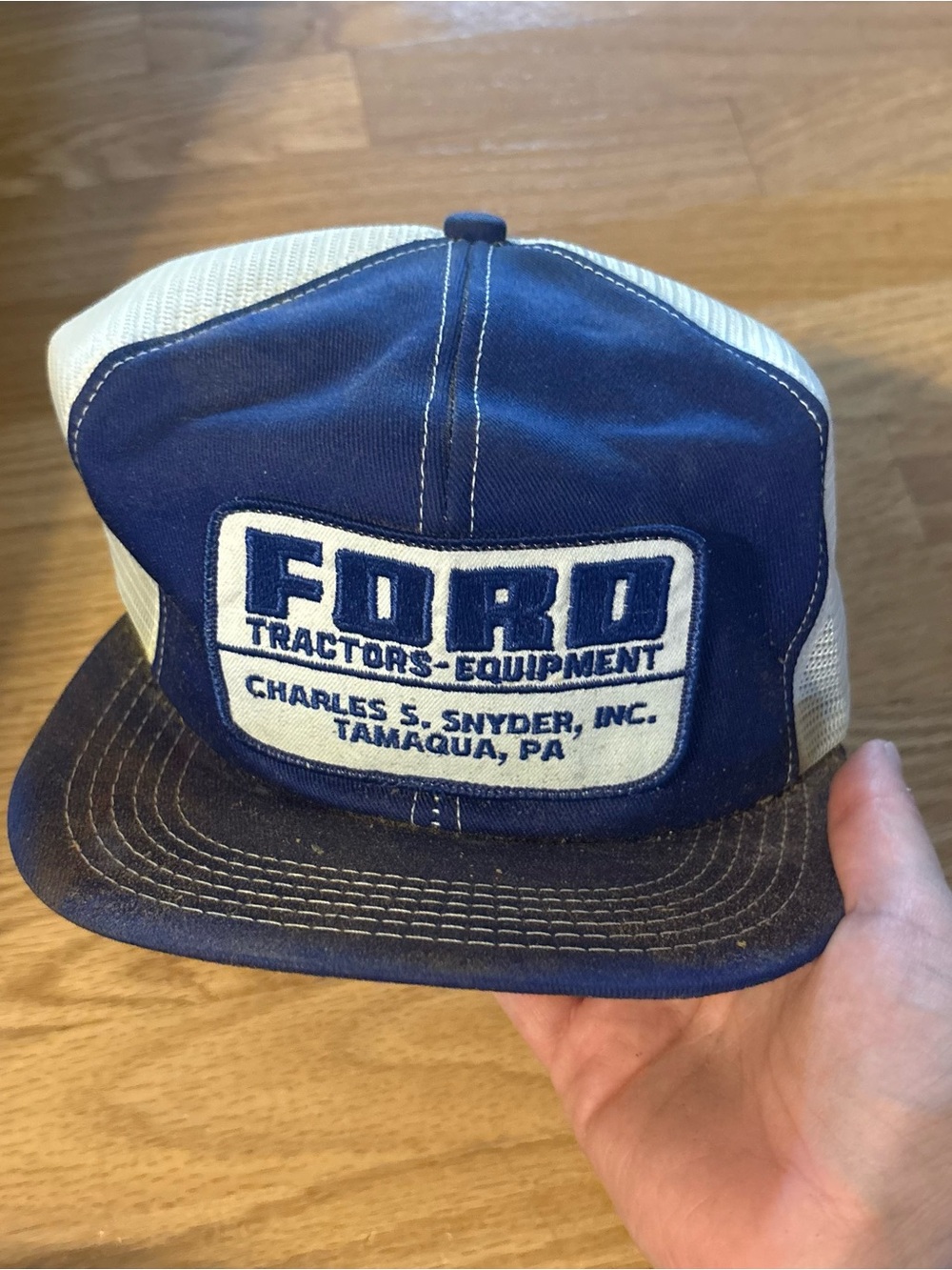 Vintage Ford Tractors Patch SnapBack Mesh Trucker Hat Blue White